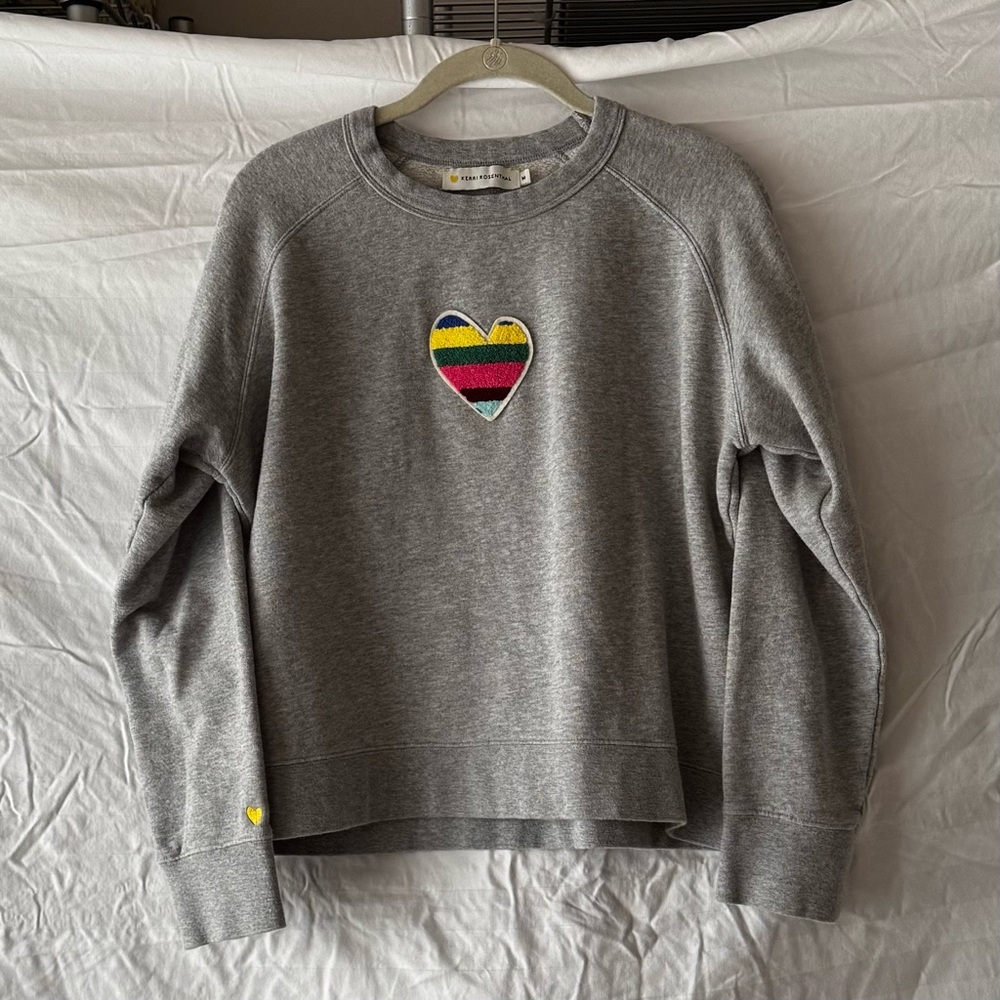 Kerri Rosenthal cropped gray sweatshirt heart - size M medium- EUC - multicolor